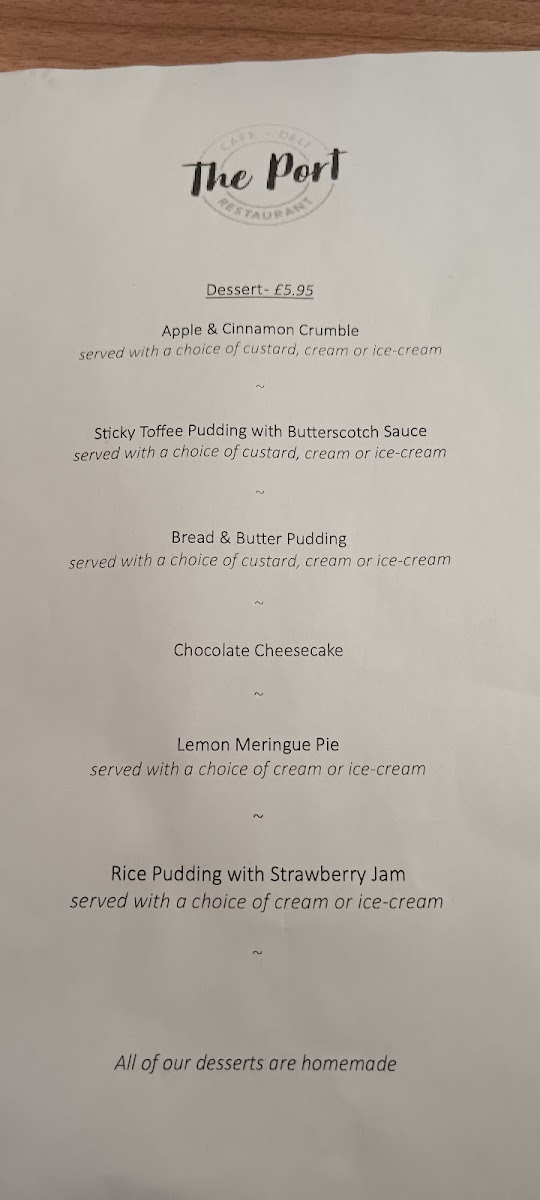 Menu The Port Cafe Deli & Restaurant-10